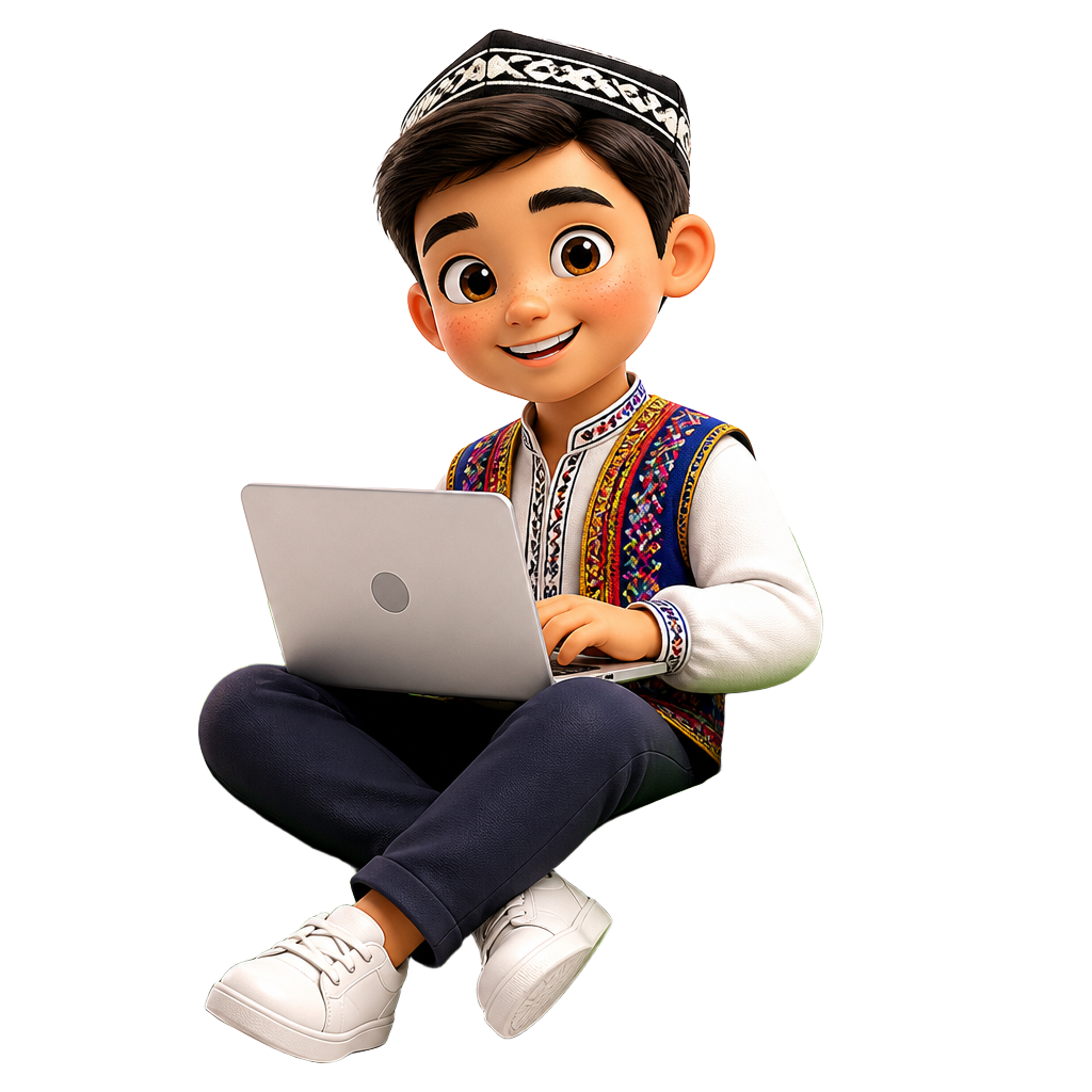 ITservis.uz — noutbukda ishlayotgan 3D personaj